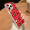 Funda Roja de Rejilla Manzana Cocodrilo para iPhone 17 Pro, Funda Mate Apple 16, 17/15 a Prueba de Golpes, 14 Transparente, 13