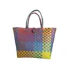 Bolsa de Playa Casual Versátil de Gran Capacidad Tejida a Mano de Plástico Bolso Cruzado Sencillo Casual de Hombro Puesto