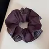 Lazo para el cabello de estilo perezoso con borde de encaje morado taro, diseño a cuadros, scrunchie versátil, accesorio para el cabello de alta gama