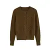 10/12 Chegada Nova de InvernoCardigã Suéter de Tricô de Lã com Tranças de Cinco Cores Outono/Inverno Estilo Curto Elegante Gola Redonda Versátil F1313