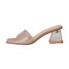2024 Nuevas Zapatillas de Mujer Uva Mamá Cabeza Temperamento de Gama Alta Punta Abierta Tira de Pedrería Cristal Transparente Tacón Grueso Sandalias para Exteriores