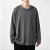Camiseta esportiva casual masculina de manga longa estampada, moderna para adolescentes, adequada para todas as estações, gola redonda, top básico de manga longa
