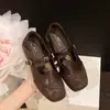Textura de piel de cordero~ Zapatos planos para mujer con tira en T Mary Janes planos zapatos pequeños de cuero negro lugar de trabajo escotados punta cuadrada marrón para ir al trabajo