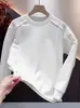 Nueva Camiseta de Manga Larga para Hombre de Otoño, Diseño Simple de Líneas, Botón, Lujo Ligero, Gama Alta, Casual Versátil, Capa Base