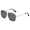 17302 Gafas de Sol de Pesca Metálicas de Doble Puente de Moda Europea y Americana para Hombre Nuevas de Cruzada Street Photography Gafas de Sol Modernas con Acabado de Alta Gama
