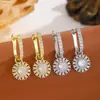 Elegantes y de moda aretes redondos de circonia cúbica, estilosos y sofisticados, perfectos para mujeres, novias y ocasiones de boda, lujosos aretes colgantes, aretes para damas de honor