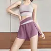 Conjunto Deportivo de Fitness para Mujer Bloque de Color Patchwork Camiseta sin Mangas Shorts Anti-exposición con Almohadillas en el Pecho Yoga Running Conjunto de Dos Piezas