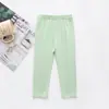 Leggings de Verano para Niños, Pantalones Dulces Versátiles de Fibra de Madera para Niños, Pantalones Elásticos para Niños, Delgados de 9 Puntos para Niñas
