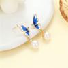 Pendientes de perlas de mariposa biónica con esmalte de alta calidad, pendientes de plata 925, diseño de nicho femenino, pendientes de hadas de celebridades de Internet