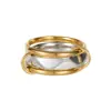 Anillos Apilados de Tres Capas para Mujer, Multianillos de Acero de Titanio, Joyería de Mano de Moda de Alta Gama Portátil, Nuevo Estilo Transfronterizo de Amazon