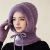 Gorro con capucha de una pieza de invierno para mujer para madres de mediana edad y mayores, forro grueso de forro polar para abrigar, gorro de lana para ciclismo, polaina cortavientos para el cuello, gorro de punto