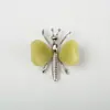 Adorno de Corazón de Cristal Natural Alas Mariposa Parche de Corazón de Jade Artesanías de Aleación Producto Nuevo Cristal Amarillo