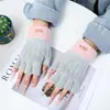 Luvas Patchwork Meio Dedo Outono e Inverno Atacado Transfronteiriço Estilo Coreano Luvas Quentes para Estudantes Escrevendo e Ciclismo Luvas de Tricô Fofas