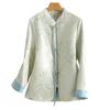 Leche de papaya primavera nueva moda retro elegante estilo chino nuevo chino jacquard flor de hoja de bambú dorada abrigo corto