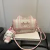 Bolso de Hombro Rosa a Cuadros con Gato para Mujer, Estilo Dulce de Otoño, Nuevo y Moderno, Bolso de Axila para Viajar