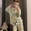 Algodón Nube Mayorista Transfronterizo Pijamas Nuevos para Mujer Primavera y Otoño Manga Larga Dulce Dibujos Animados Conjunto de Ropa para el Hogar Pijamas de Mujer