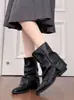 Botines blancos de tacón grueso para mujer, nuevo modelo 2026, estilo británico, botines apilados de punta fina francesa, botas tipo Martin para primavera y otoño