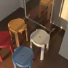 Taburete de Plástico para Uso Doméstico, Engrosado y Apilable, Adecuado para Sala de Estar, Banco Redondo, Silla de Mesa de Comedor, Estilo Nórdico, Taburete Molino de Viento Minimalista Moderno