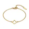 Pulseira Cruzada de Aço Inoxidável Trevo de Quatro Folhas Mais Vendida de Alto Valor, Toque de Luxo Discreto e Exclusivo, Pulseira de Aço Titânio Banhado a Ouro 18K com Diamante