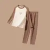 Conjunto de roupa íntima térmica masculina lã seda roupas de outono para meninas calça comprida infantil blusa de base forrada com fleece pijamas roupas para pais e filhos