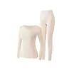 Conjunto Cálido de Algodón Lycra para Mujer 10a Antibacteriano Otoño e Invierno Calentamiento de Temperatura Constante Ropa Interior Cálida Sensación Desnuda Amigable con la Piel Top y Pantalones de Otoño