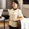 Roupas de Trabalho para Limpeza de Propriedade de Hotel Manga Curta Verão Shopping Limpeza de Casa Limpeza de Quarto Conjunto de Roupas de Trabalho Plus Size para Mulheres