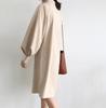 2023 toma real, estilo Hong Kong, estilo retro, cuello alto, manga farol, temperamento largo, manga larga, color sólido, vestido camisero para mujer