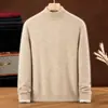 Suéter grueso de cuello medio para hombre de 470 g, nueva colección otoño/invierno 2026, casual de negocios, color liso, tejido cálido