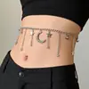 Cadena de Cintura Metálica Gruesa de Múltiples Capas Europea y Americana, Accesorio de Cintura Punk Estrella-Luna-Mariposa, Decoración de Atuendo Estilo Hot Girl Cadena de Cintura al por Mayor