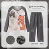 Pijama Infantil de Primavera y Otoño, Manga Larga y Pantalón Largo, Estilo Caricatura Lindo para Niñas, Estilo Holgado y Delgado para Niños, Ropa de Casa para Niños Mayores