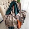 Bufanda de Seda de Estilo Coreano de Moda de Primavera y Otoño 2022 con Combinación de Colores Geométricos Chal para Aire Acondicionado de Doble Uso para Mujer Bufanda de Playa para Mujer