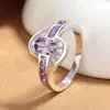 Nuevo Anillo de Zirconia Morada de Moda Europea y Americana para Mujer Joyería Española Ins Joyería Geométrica Personalizada de Lujo Ligero Venta al por Mayor