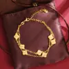 Novo Bracelete Dourado Areia Antiga Estilo Chinês Bracelete de Flor de Trevo de Quatro Folhas a Laser Dupla Camada Estilo Étnico Joias de Alta Qualidade Para Todas as Ocasiões Femininas