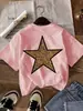 Transfronterizo 180g [Código Europeo Transfronterizo] Estilo Ins Camiseta Casual de Manga Corta para Hombre Verano Estrella Dulce y Fresca