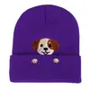 Novo Estilo Chapéu de Tricô Bordado com Cabeça e Patas de Cachorro para Mulheres, Chapéu Quente de Outono e Inverno, Chapéu de Tricô Pulôver Preto de Marca da Moda para Homens