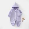 Macacão de Bebê, Robe com Capuz Outono e Inverno, Roupas para Recém-Nascidos, Roupas Quentes de Veludo para Passeio, Macacão Espesso para Engatinhar de Bebê