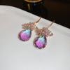 Brincos de borla de flor de zircão com agulha de prata de alta qualidade, brincos de temperamento leve de luxo europeu e americano, brincos de nicho retrô, atacado de mulheres