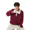 Suéter Nuevo para Hombre Otoño/Invierno 2026 Estilo Vintage Texturizado con Tejido de Canalé Grueso y Cuello en Contraste, Corte Holgado