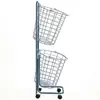 Cesta para ropa sucia de malla de alambre metálico directo de fábrica, cesta de almacenamiento de ropa sucia para baño, cubo de ropa sucia con ruedas, negro y blanco, venta al por mayor