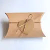 Caja de almohada de papel Kraft con lunares y cuerda de cáñamo caja de dulces de boda caja de dulces plegado de papel caja de embalaje Kraft