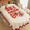 Toalha de mesa de Ano Novo, lavável, à prova d'água, à prova de óleo, tapete de mesa, toalha de mesa de decoração do Ano do Cavalo, arranjo de atmosfera de Ano Novo, tapete de proteção de mesa