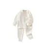 Roupas de bebê, algodão puro Classe A, conjunto de underwear de duas peças para recém-nascido, calça de cintura alta e quadril largo, conjunto de loungewear unissex para bebê