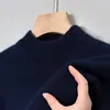 Camisa Básica de Malha Grossa Cor Sólida Masculina 2026 Outono Inverno Suéter para Meia-Idade Suéter Casual Masculino Quente Gola Redonda