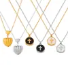 Estilo Coreano Textura Simple Colgante Corazón de Melocotón Joyería Personalidad Nicho Diseño de Gota de Aceite Sentido Cruz Redondo Marca Acero de Titanio Collar