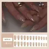 Manicure Gradiente Nude Mais Vendida Transfronteiriça, Adesivos de Unha Elegantes Franceses Usáveis, Adesivos de Unha Acessíveis com Pedras de Diamante