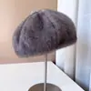 Boina súper suave y delicada tipo visón para mujer, sombrero de pintor cálido para otoño e invierno, lindo sombrero de pezón Choo Choo, sombrero de azafata, moda