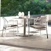 Mesa y Sillas de Ratán Nórdicas para Exteriores Sala de Estar Terraza Mesa de Comedor Sillón Individual para Exteriores Patio de Villa Mesa Larga