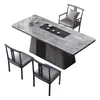 Mesa de Té y Sillas de Pizarra de Lujo Ligero Simples para Oficina y Hogar, Mesa de Té Estilo Italiano con Tetera Integrada