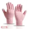 Atacado direto da fonte do fabricante: Luvas de inverno de lã para tela sensível ao toque, de camada dupla, forradas com fleece, espessadas, luvas de tricô quentes para o inverno