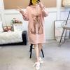 Traje de Moda de Primavera y Otoño para Mujeres Embarazadas Suelto de Manga Larga de Longitud Media Delgado Suéter de Algodón Camiseta Vestido